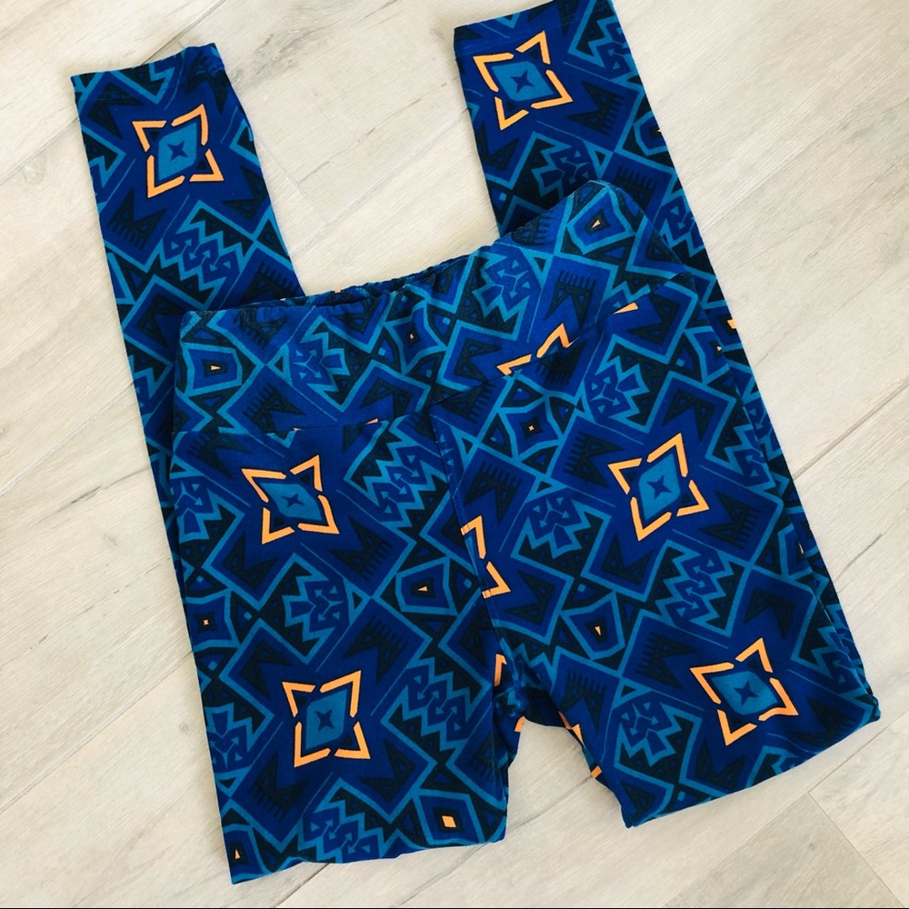 LuLaRoe Blue Print Leggings - Picture 2 of 7